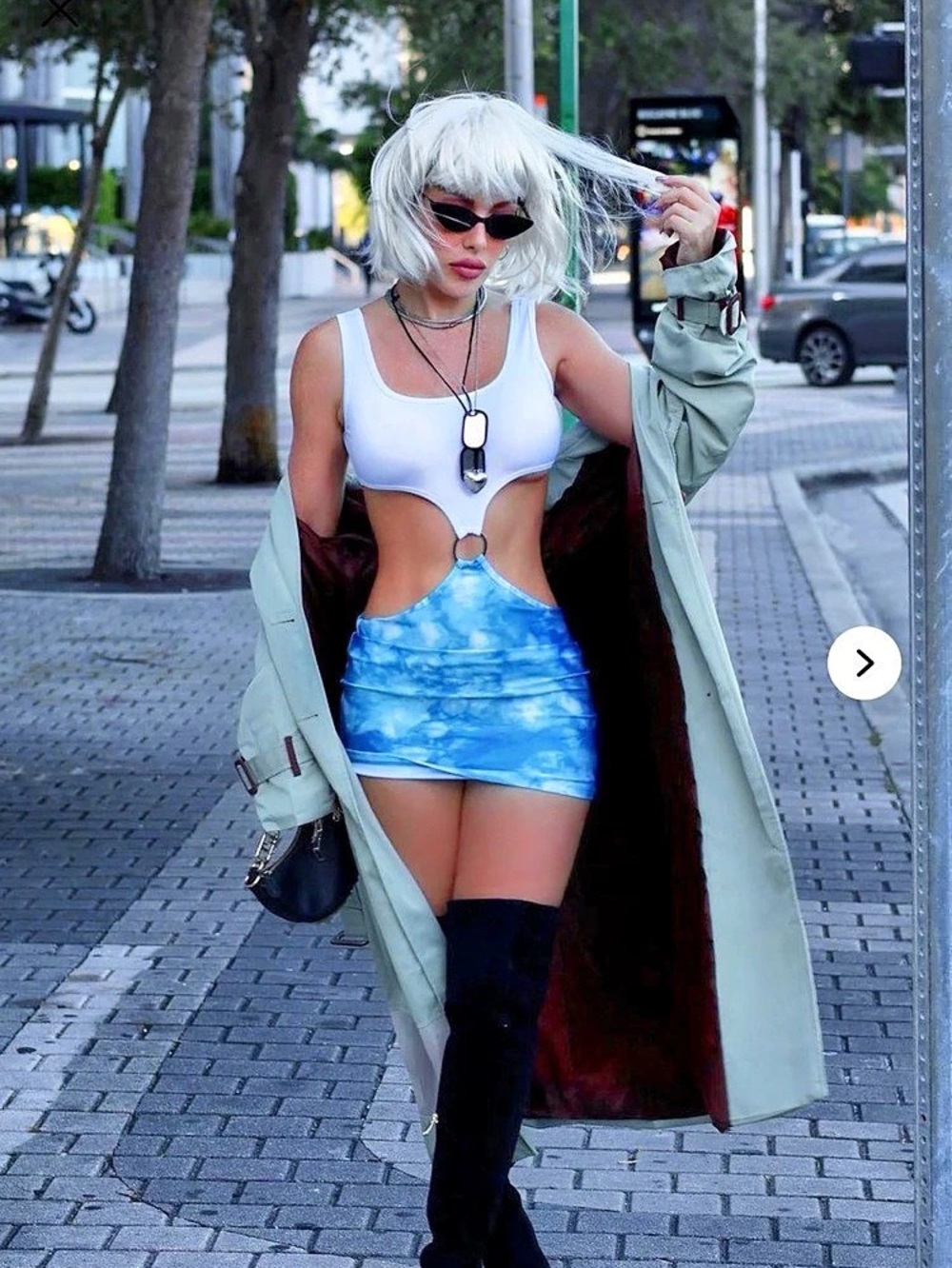 ‘Pretty Woman’ Costume Blue Tie-Dye Mini Skirt Dress